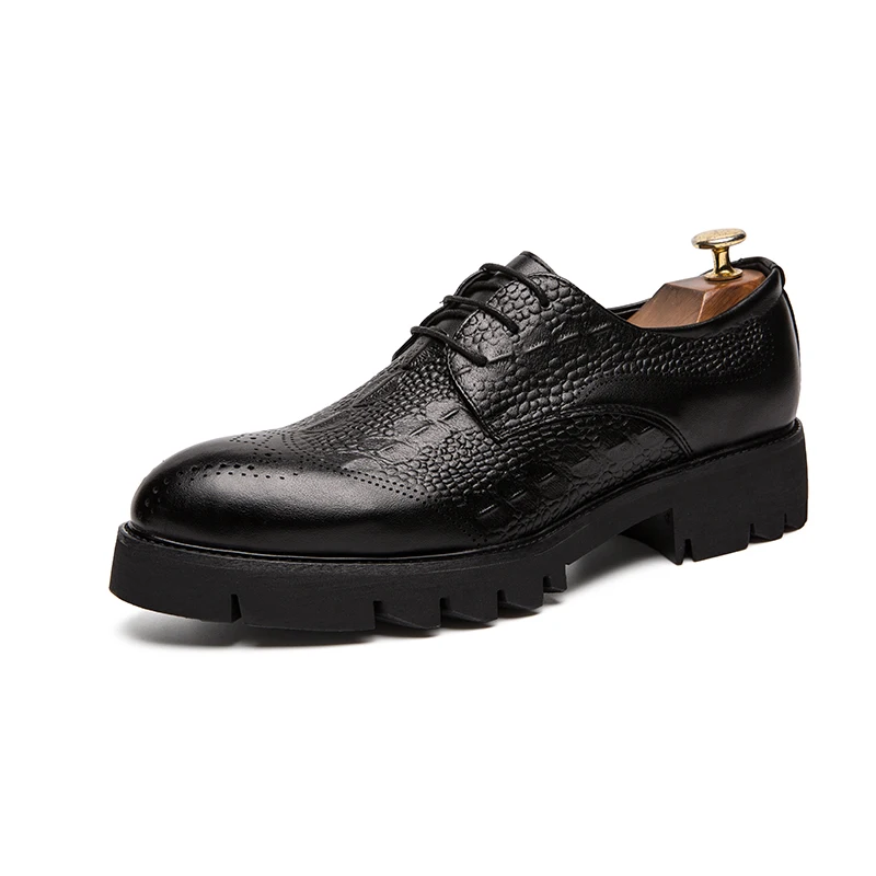 mens casual business office wedding formal dress soft leather brogue shoes gentleman black carving bullock platform oxford shoe | Обувь