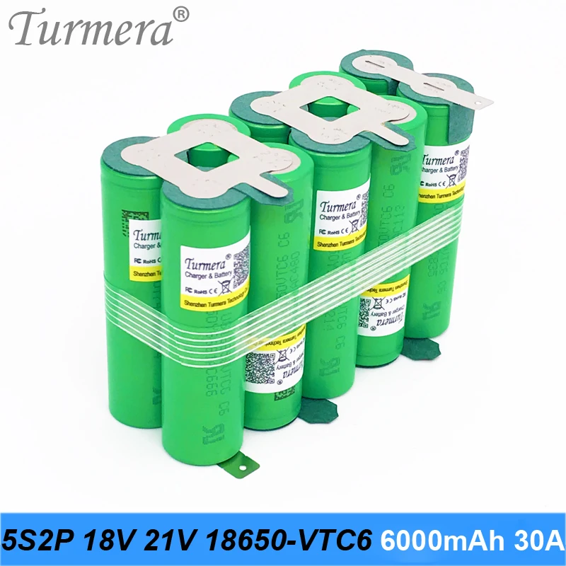 5s2p аккумулятор 18650 упаковка Turmera us18650vtc6 6000 мАч 18 в 21 в 30a сварочный Аккумулятор для отверток Инструменты батарея Подгонянная батарея