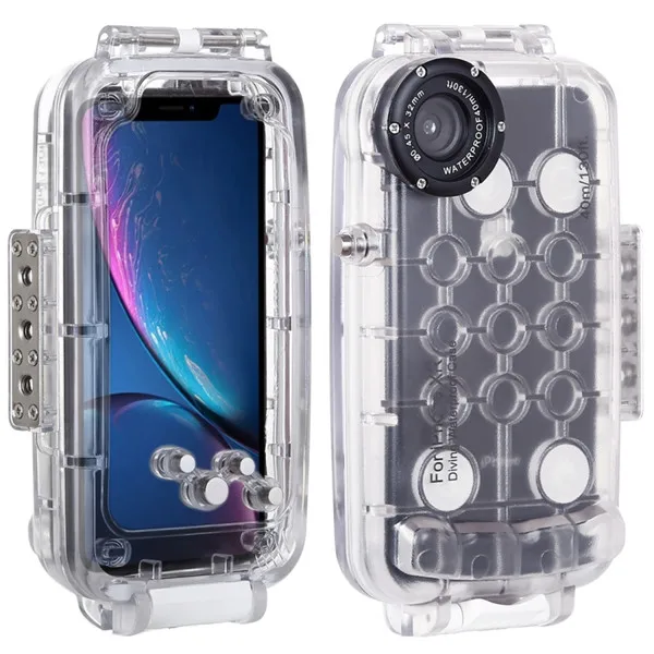 Transparent HAWEEL для iPhone XR Дайвинг телефон защитный чехол Подводный корпус 40 м/130 футов Серфинг Плавание Подводное плавание фото видео - Цвет: Transparent
