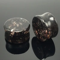 eleihenwta 8mm 16mm pair selling blackglass ear tunnels glass ear gauges body jewelry piercing expander guages piercing