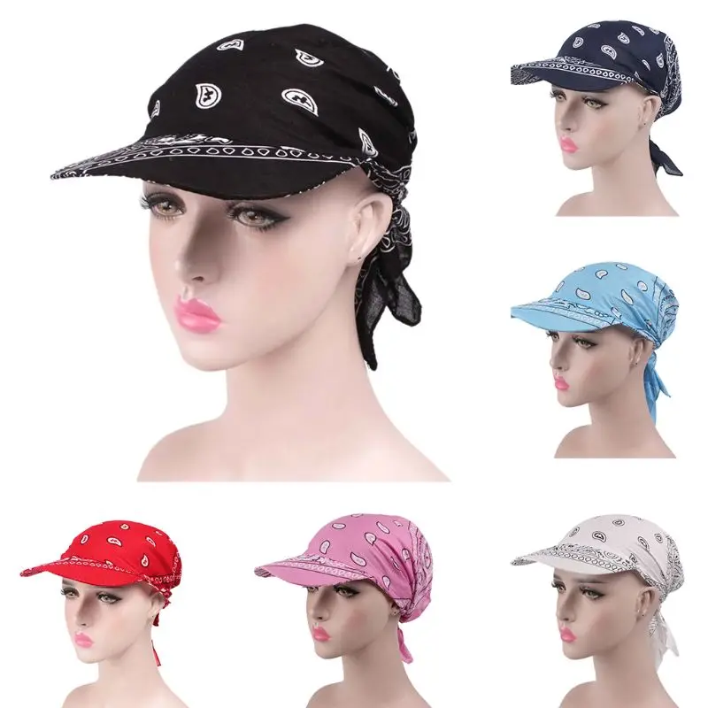 

Unisex Pre Fitted Bandana Turban Hat Boho Paisley Floral Tie Knot Back Cotton Baseball Cap Adjustable Headscarf Sun Visor Hat