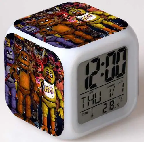 1 Five Nights At Freddy's 7 цветов светодиодный Будильник FNAF Bonnie Foxy Freddy Fazbear часы с дизайном «Медведь» ночные световые часы игрушки - Цвет: 1