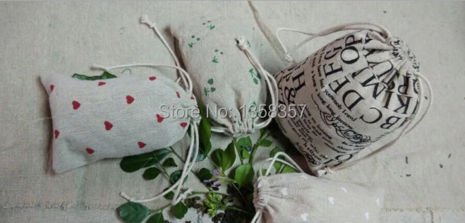 100 шт./лот оптовая продажа джутовые/льняные подарочные пакеты на шнурке для