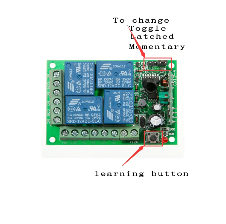 RF DC24V 12V 4CH RF 10A реле Беспроводное дистанционное управление освещением датчик переключателя Приемник 433 mhz/315 mhz радио