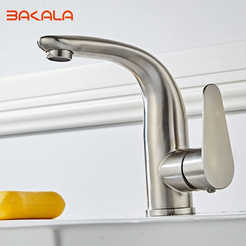 BAKALA Mixer White Faucets Home Bathroom Faucet Basin Tap Cold-Hot Water Taps Stainless Steel Plating Robinet Torneiras | Обустройство