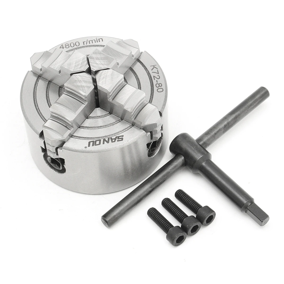 80mm K72-80/K72-100/K72-125 4 кулачковый токарный патрон 80 мм/100 мм/125 мм независимый 1 шт. безопасный патрон ключ 3 шт. Монтажный болт - Цвет: 80mm