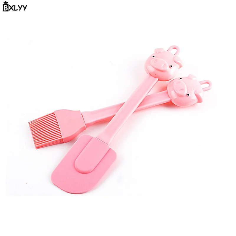 2pc BXLYY Новая форма головы свиньи силиконовый скребок щетка аксессуары для выпечки кухонный гаджет свадебный торт аксессуары Baking.8z - Цвет: 2pc