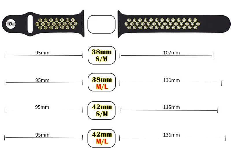 Новый дышащий силиконовый спортивный ремешок для Apple Watch 4 3 2 1 42 мм 38 резиновый