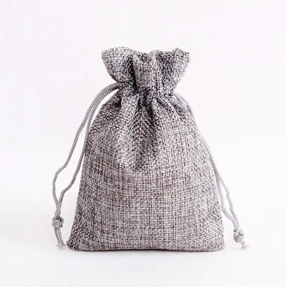 gray 10 шт./лот мини 7x9 см ювелирные упаковочные сумки джутовые мешки со шнурком сумки для конфет подарки закуски ювелирные упаковочные сумки оптом - Цвет: gray