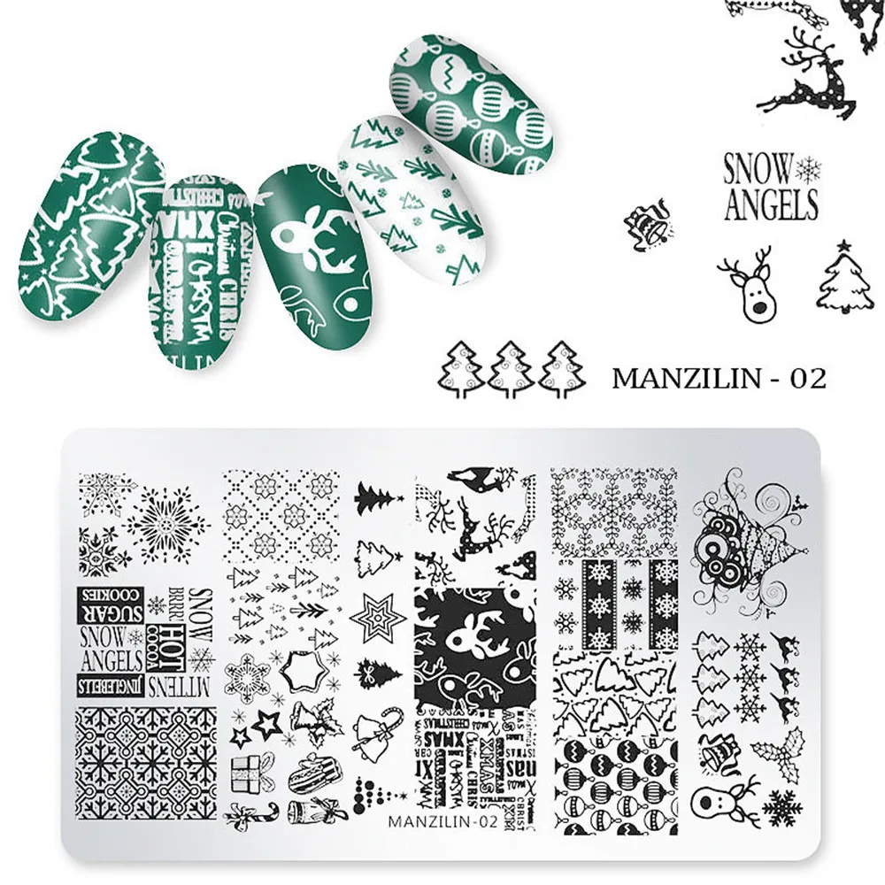 Christmas Nail Printing Template DIY Blue Film Print Stamping Art Manicure Image Stencil Tools | Красота и здоровье