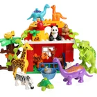 Новейшие фигурки животных в наборе, зоопарк, большой размер, строительные блоки, животные, Лев, жираф, динозавр, блоки, строительные игрушки для детей, подарок