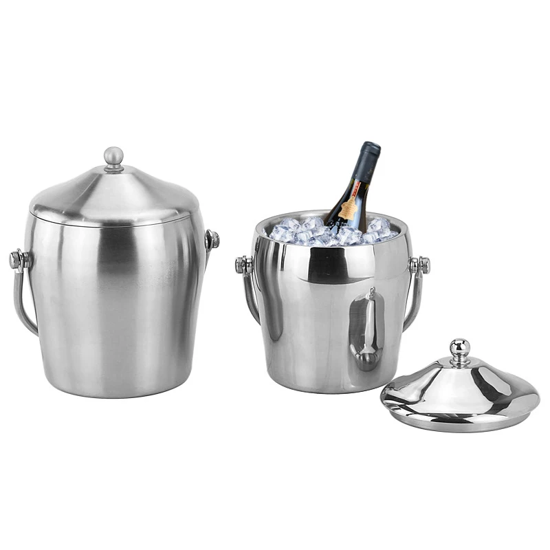 

Stainless Steel ices Bucket Double Layer Cool for Champagne Wine Wedding Party 669
