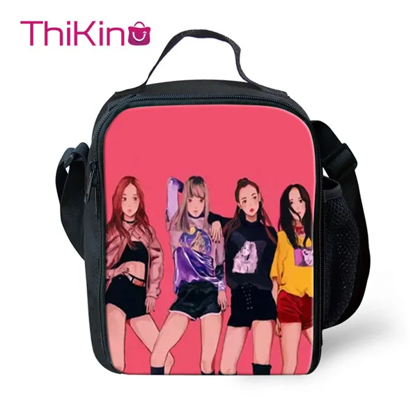 Thikin Blackpink KPop Девушки группа сумки для ланча для девочек подростков Мода портативный кулер мультфильм сумка с узором сумка для пикника - Цвет: CDZHL444G