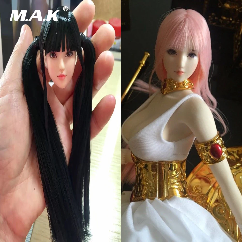 1" женская фигура на заказ голова лепить 1/6 азиатская девушка черные длинные волосы модель игрушки для 12" фигурка тела аксессуар