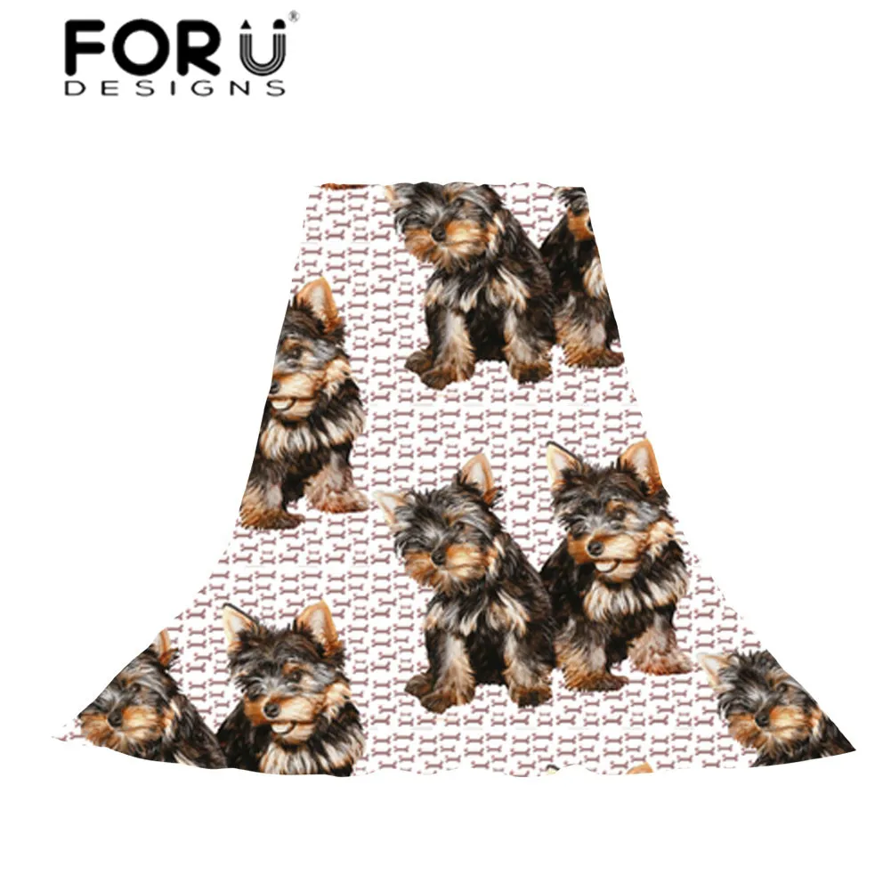 FORUDESIGNS/длинный Слик шарфы для женщин 3D Йоркширский Принт шарф Дамская милая