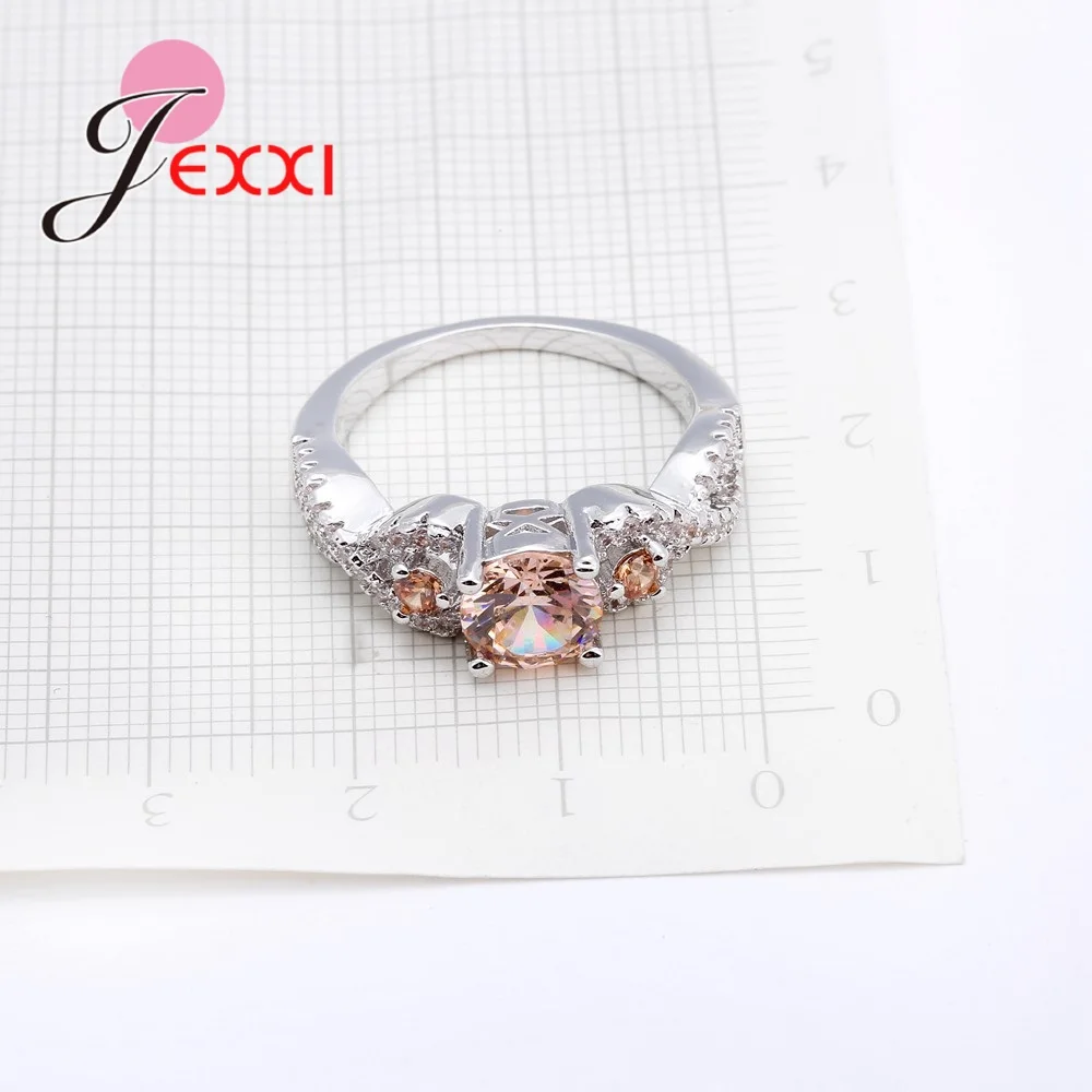 

Classic 925 Sterling Silver Rings For Women Girl Crystal Jewelry Wedding Anniversary Gift 2 Color For Choice
