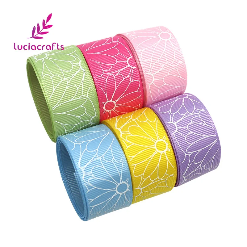 Lucia crafts 25 мм полиэфирная атласная лента с цветочным принтом ленты для рукоделия