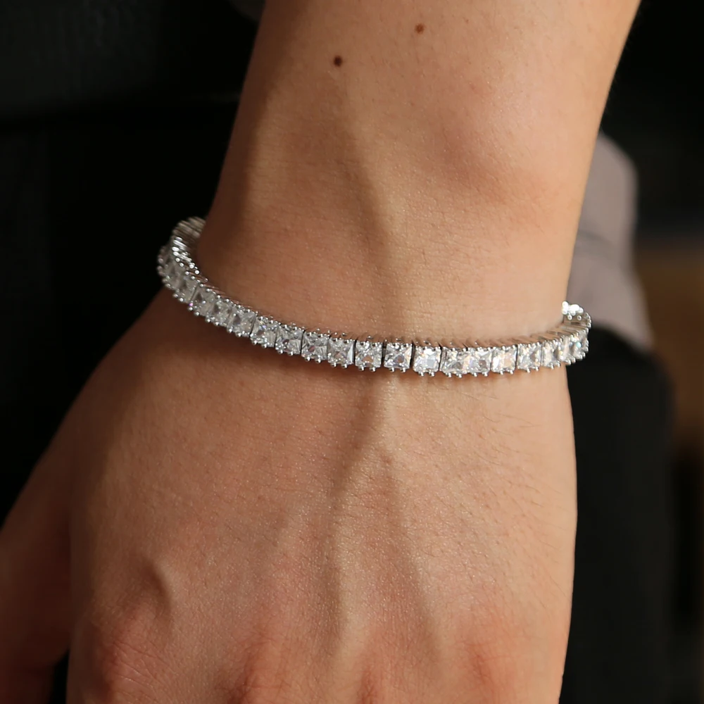 luxury AAA Sparking cubic zirconia women men wedding engagement gift bing tennis cz bracelet jewelry high quality 19cm | Украшения и