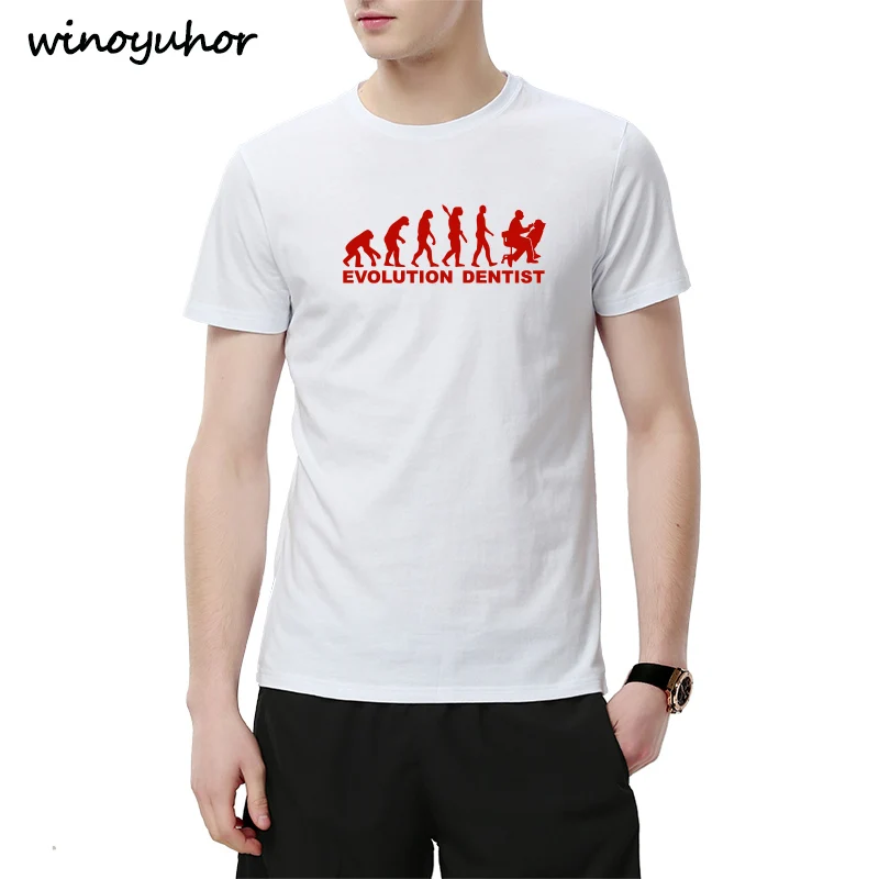 White Evolution Dentist футболки мужские летние топы с коротким рукавом и круглым вырезом Забавный принт хлопок мужские футболки подарок для дантиста футболка - Цвет: White
