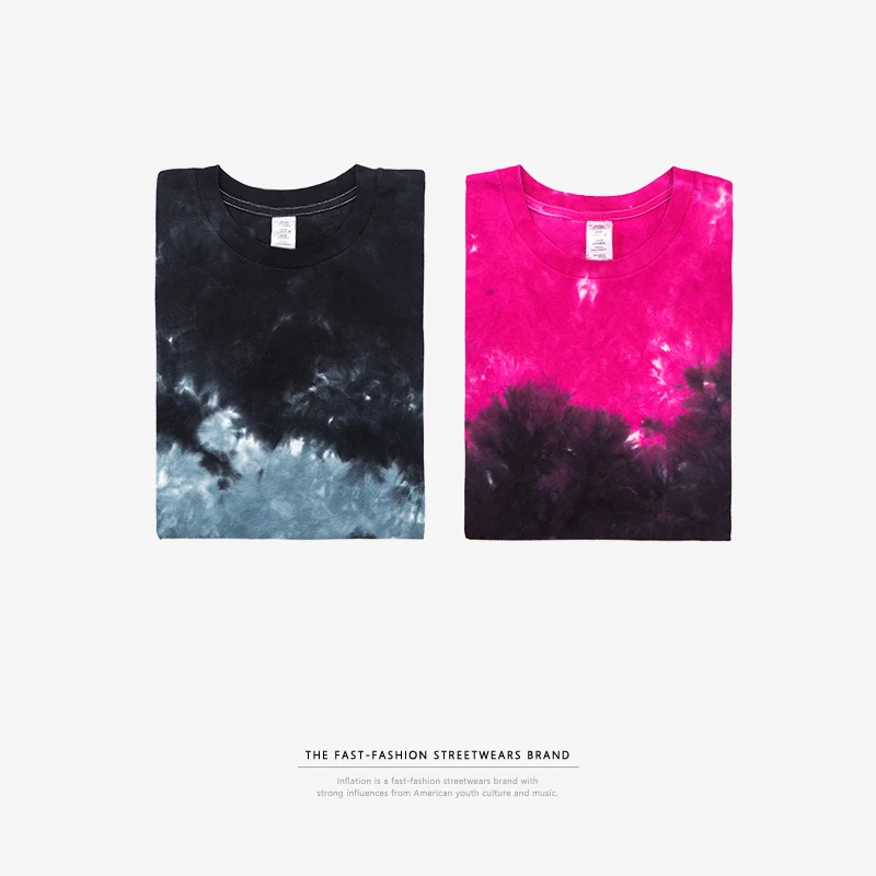 Инфляции 2018 новые летние Мода o образным вырезом Tie dye футболка человек пары