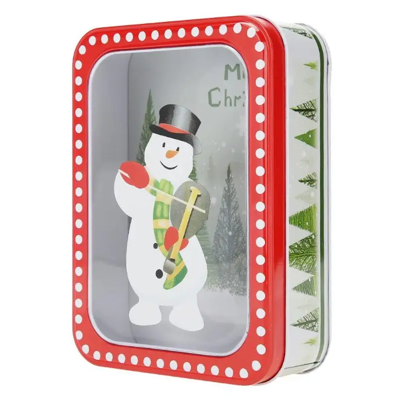 Violin Snowman Рождественский подарок посылка жестяная коробка конфет Печенье чехол печенья чехол Рождественский подарок праздничное домашних животных 4 стилей рождественские украшения - Цвет: Violin Snowman