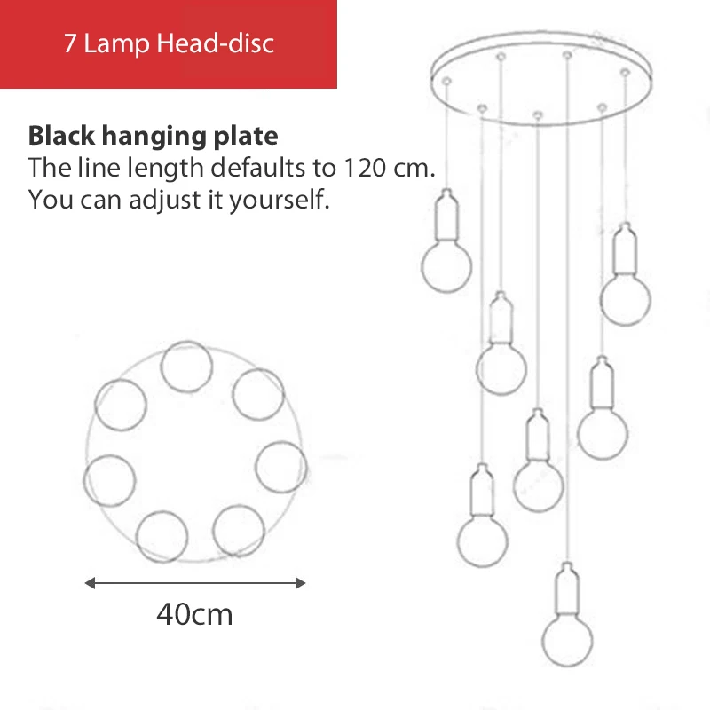 7 Light black disc Подвесной светильник, подвесной светильник из скандинавского стекла, подвесной светильник E27 с лампочкой, светильник для ресторана, барный кран, прикроватная лампа для гостиной, спальни - Цвет корпуса: 7 Light black disc