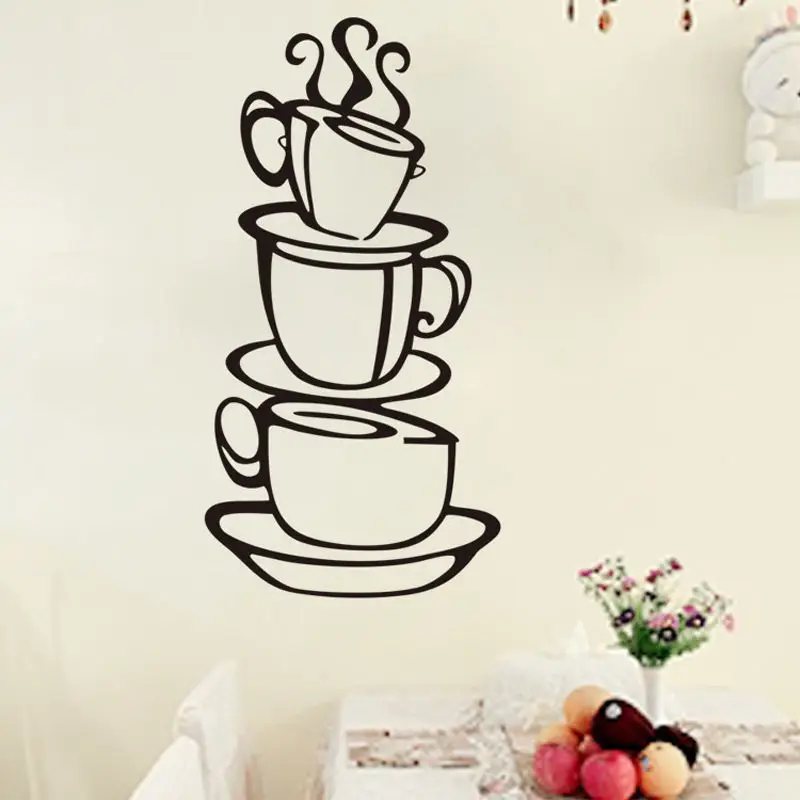 Gourmet Kitchen Coffee Cup Vinyl Carving Removable Wall Sticker Mural Decal Art Deco Poster House Decoration Wallpaper DW0186 | Дом и сад