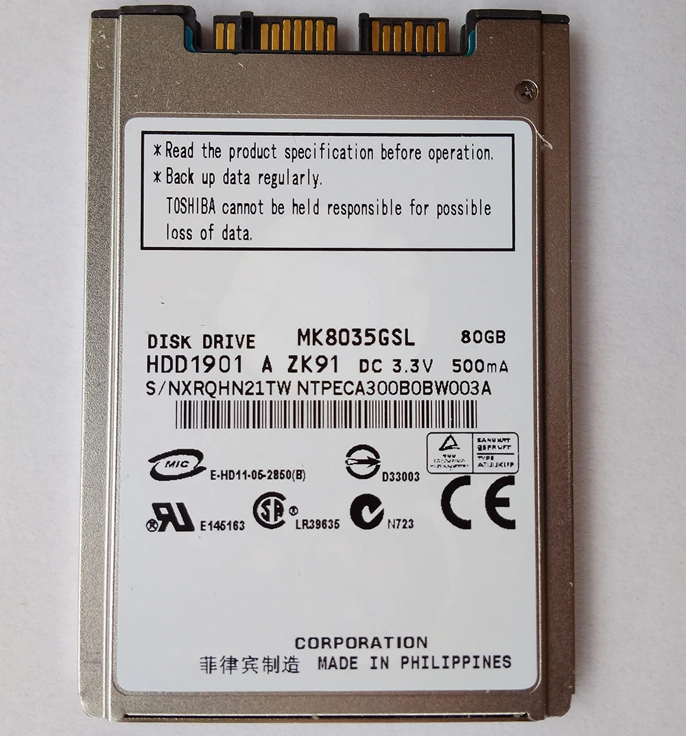 

NEW 80GB 5MM HDD 1.8" MicroSATA MK8035GSL FOR HP 2740p 2730p 2530p 2540p IBM x300 x301 T400S T410S REPLACE MK2529GSG MK1633GSG