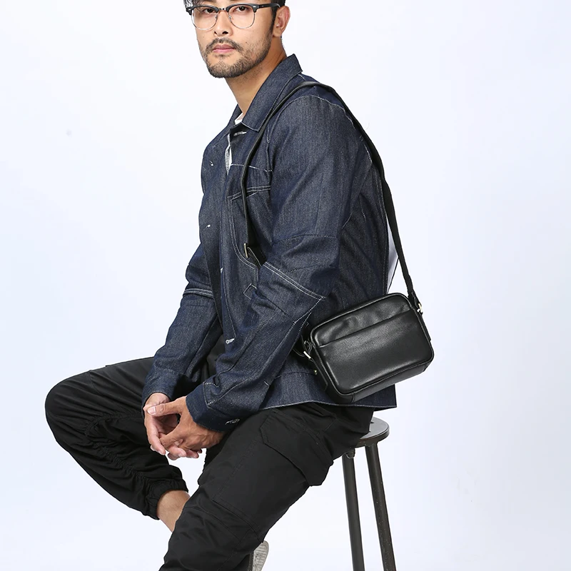 LANSPACE мужская кожаная сумка через плечо из натуральной кожи Маленькая