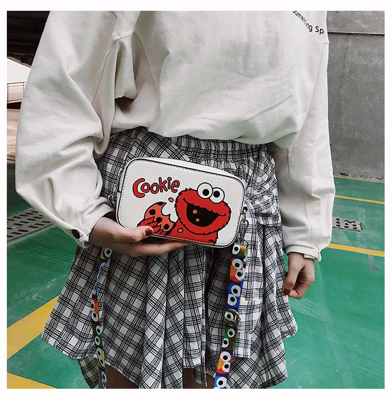 Милые девушки сумки на ремне мультфильм искусственная кожа женщины Crossbody сумки грудь сумка небольшой квадратный пакет