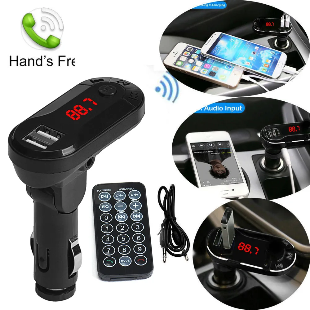 Лидер продаж Bluetooth Беспроводной FM передатчик MP3 плеер Handsfree Car Kit USB TF SD удаленного