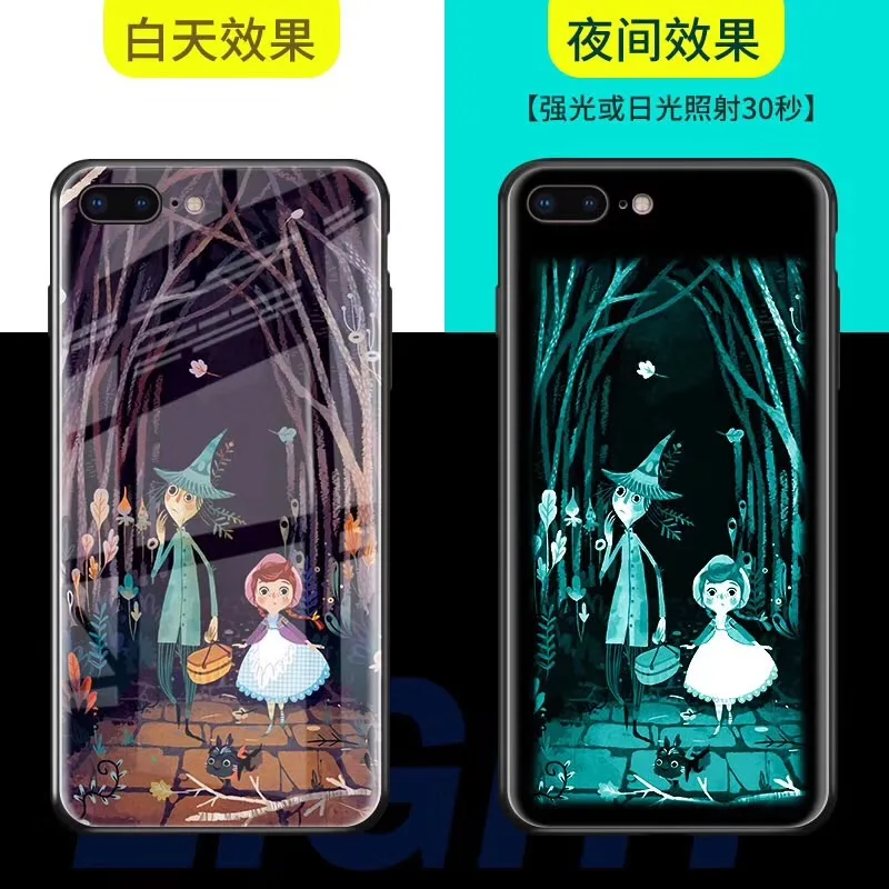 Волшебник из унций светится в темноте стекло чехол для iPhone XS MAX XR X 8 7 Plus 6 6s плюс