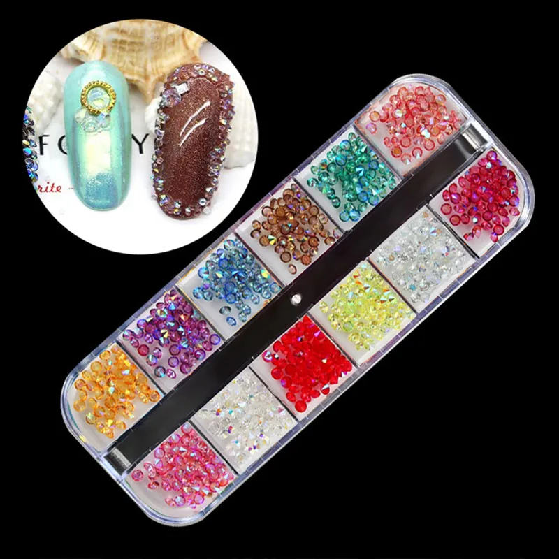 1 Crystal Case Стразы для ногтей советы смешанный цветной блеск дизайнов маникюр