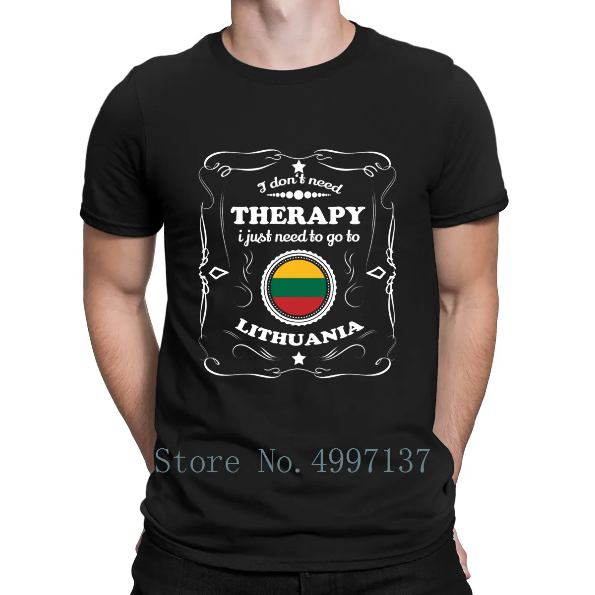 Футболка в литовском стиле Therapie Want Go хлопковая с принтом | Мужская одежда
