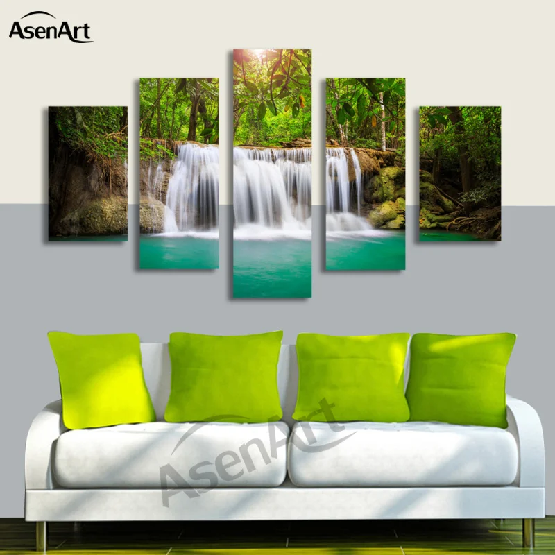 5 панелей водопад холст настенная живопись современная картина домашний Декор