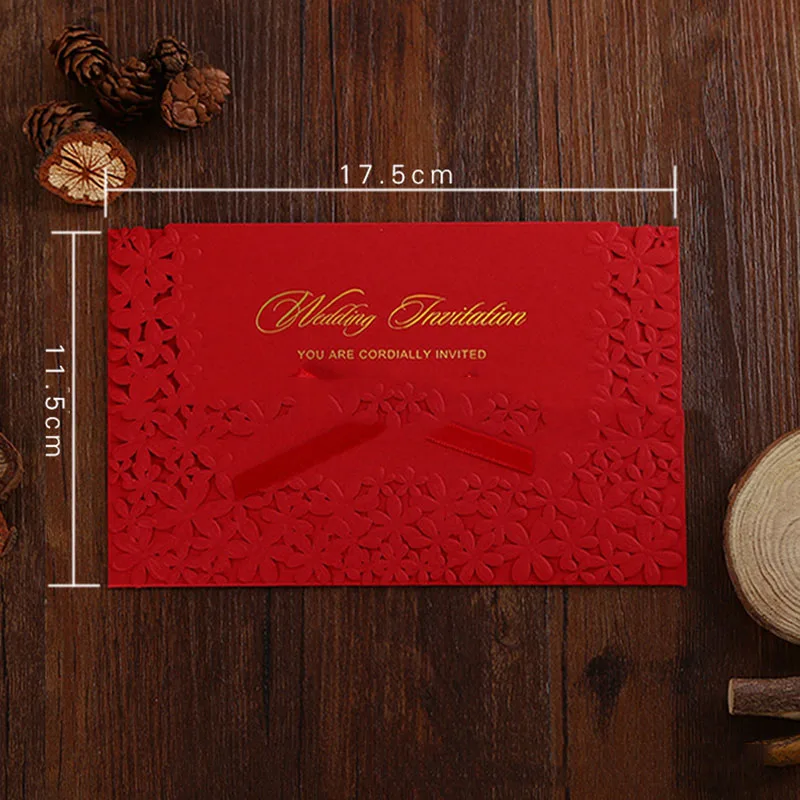 1 шт. красная лазерная вырезка свадебные приглашения открытка цветок элегантная