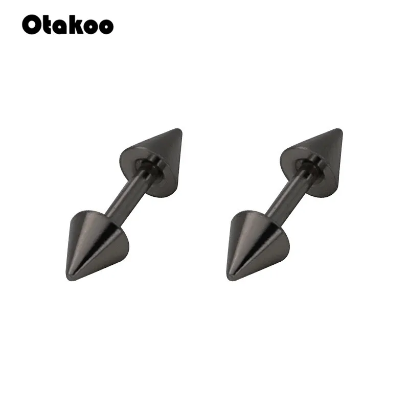 Otakoo классические модные панк-рок заклепки Спайк конусный наконечник 316L из нержавеющей стали Женская Мужская серьга-гвоздик серьги пирсинг ювелирные изделия для тела