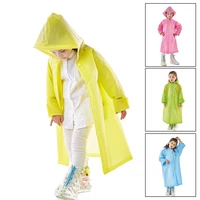 1pc good quality impermeable kids fashion waterproof eva long heavy rain raincoat hooded children outdoor rainwear in handbag