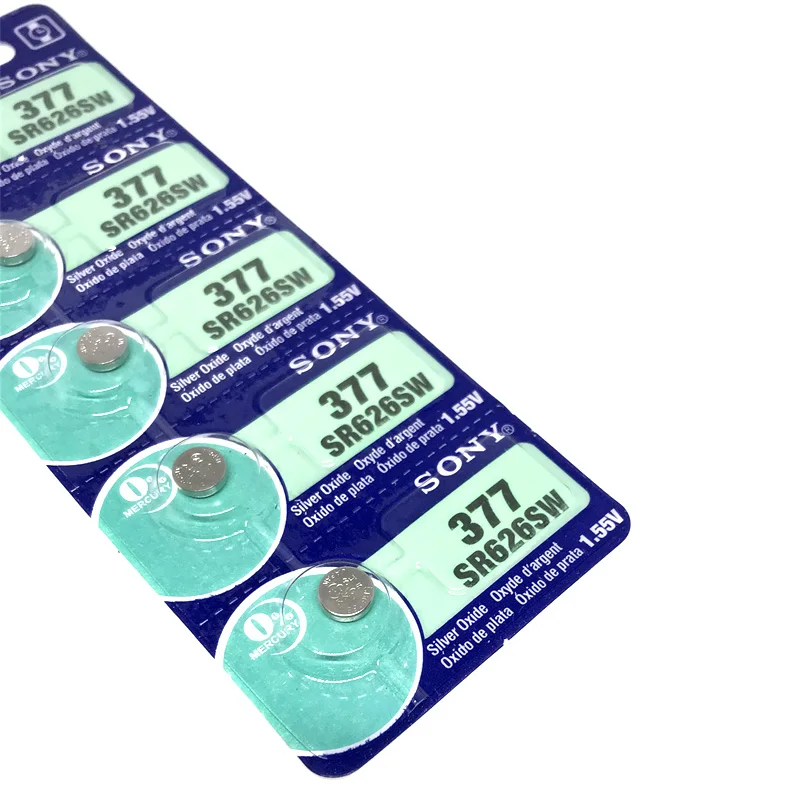 15 шт. sony 1,55 V 377 SR626SW SR626 AG4 Серебряный оксид часы батарея SR626SW 377 Кнопка монета ячейка Сделано в Японии