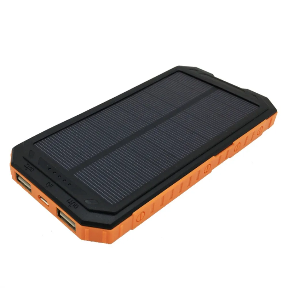 Оранжевый Power Bank 20000mAh Солнечное водонепроницаемое двойное usb-зарядное устройство для смартфона Внешняя батарея зарядное устройство для iPhone Xiaomi samsung - Цвет: Оранжевый