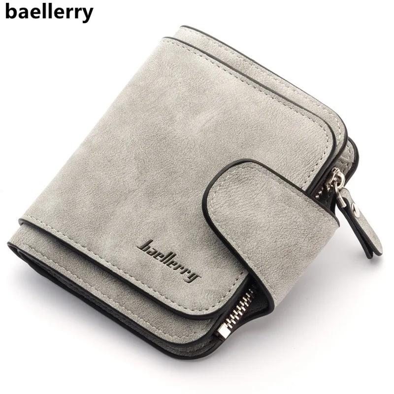 

Бумажники и кошельки от известного бренда Baellerry для женщин, дамские сумочки на молнии с монетницей, Кожаный клатч из потертой кожи
