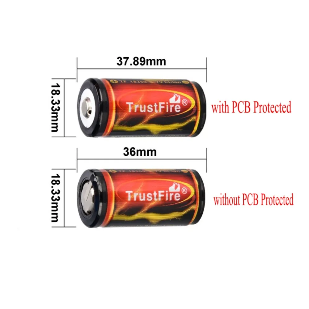 4 шт./лот Trustfire bateria 3 7 в 1200 мАч 18350 перезаряжаемая литиевая защищенная батарея для