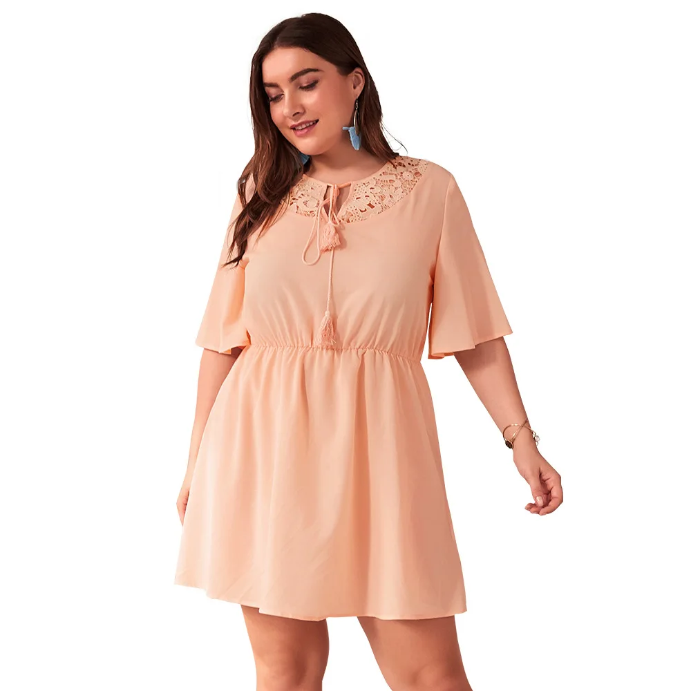 Женское кружевное платье миди Boho повседневное Элегантное летнее с коротким