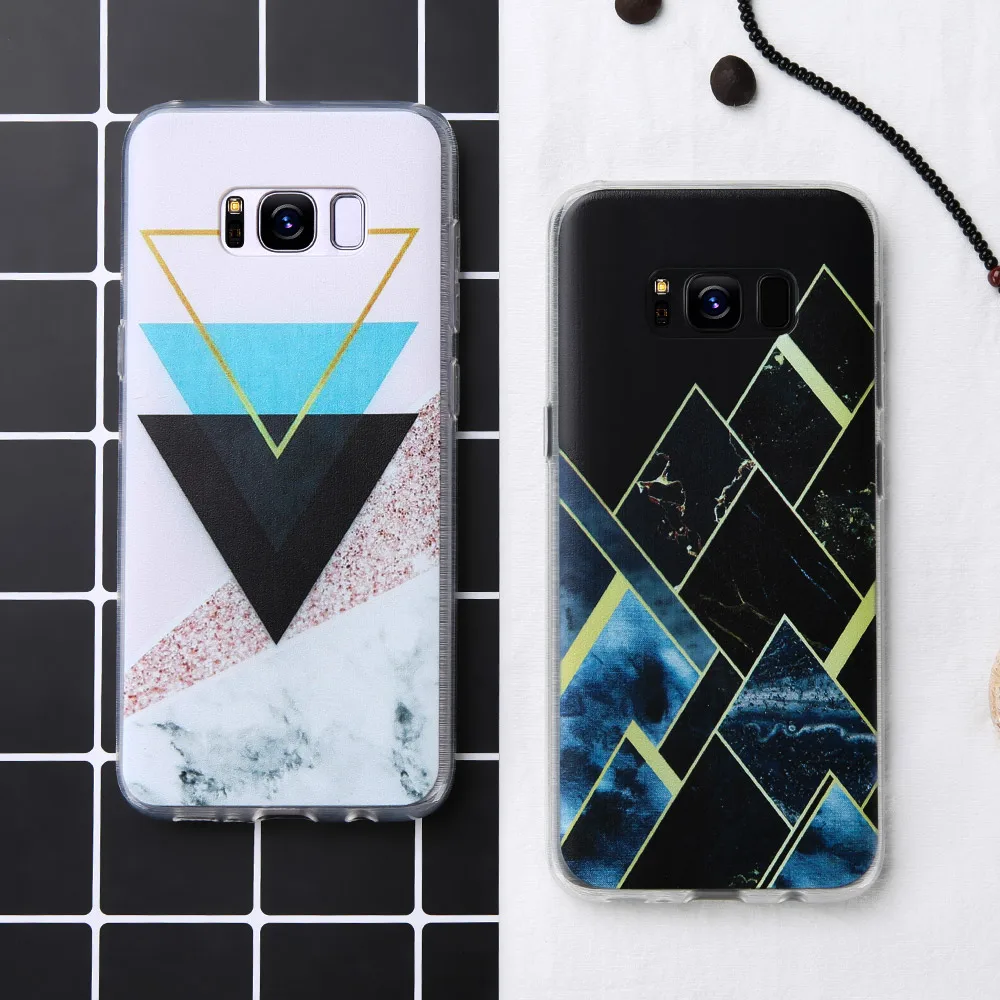 Чехол KISSCASE с геометрическим мрамором для Samsung Galaxy S9 S8 Plus Note мягкий TPU чехол