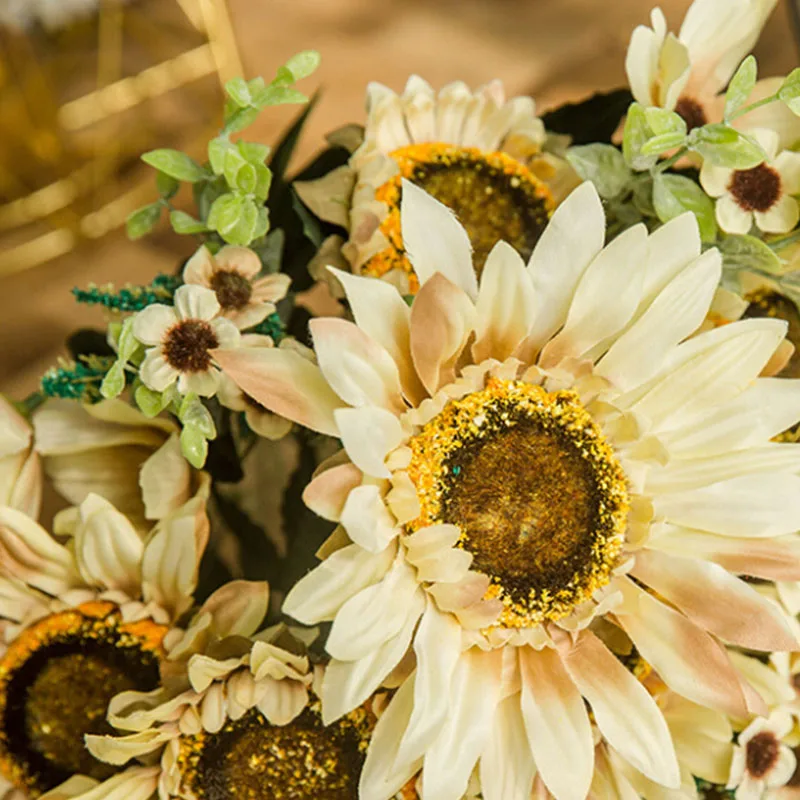 Букет подсолнухов искусственные цветы шелковые реалистичные для свадебного
