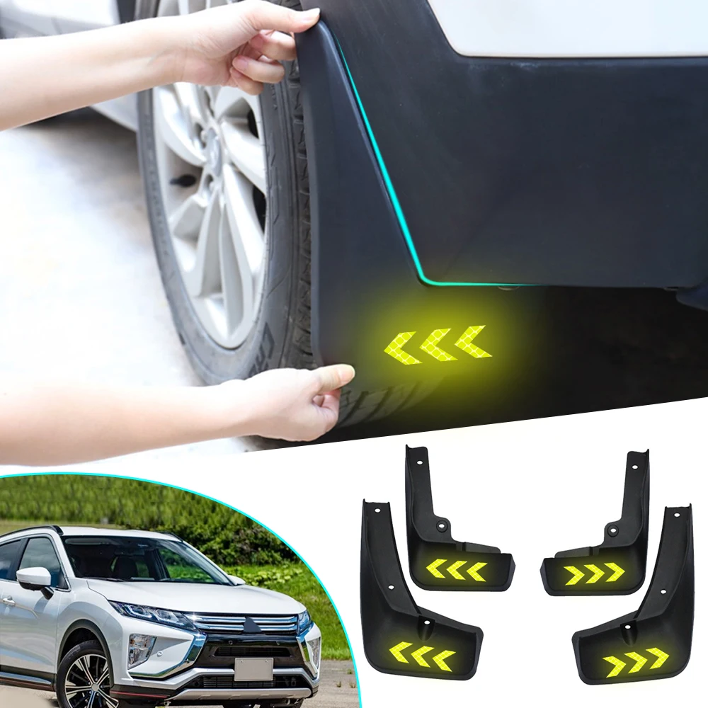 

Car Mud Flaps Splash Guards For Fender Safety Reflective Warning Mudguards Front Rear For Mitsubishi Eclipse Cross 2018 2019