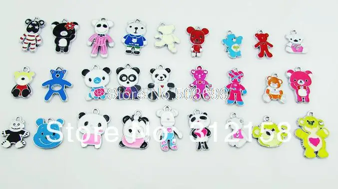 

S25! Wholesale 100Pcs/Lots DIY Alloy Enamel mixed panda Charms Metal Charms