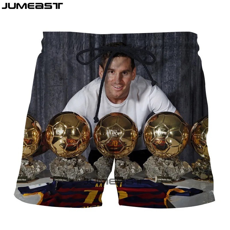 Jumeast Брендовые мужские/женские 3D принты "Футбол" Звезда Lionel Messi шорты летние быстросохнущие пляжные повседневные спортивные брюки короткие брюки