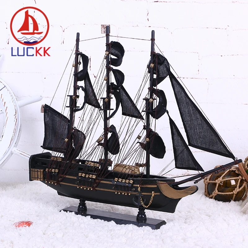 LUCKK 50 см деревянная Черная жемчужина статуэтка пиратского корабля украшение для