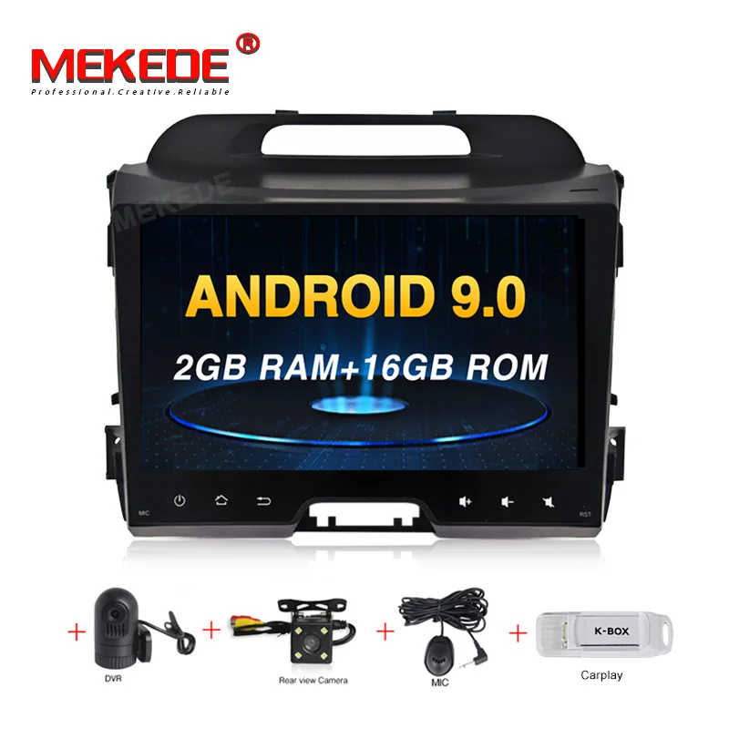Mekede android 9,0 автомобильный Радио плеер для KIA sportage 2011- автомобильный магнитофон gps DVD PX30 wifi bluetooth carplay DAB - Цвет: camera DVR carplay